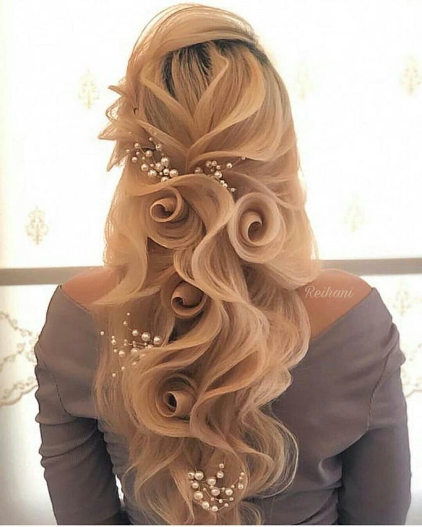 شنیون مجلسی موی خرمایی